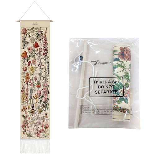 Vintage Botanical Tapestry 52 x 13 Inch Vertical Wall Hanging R795