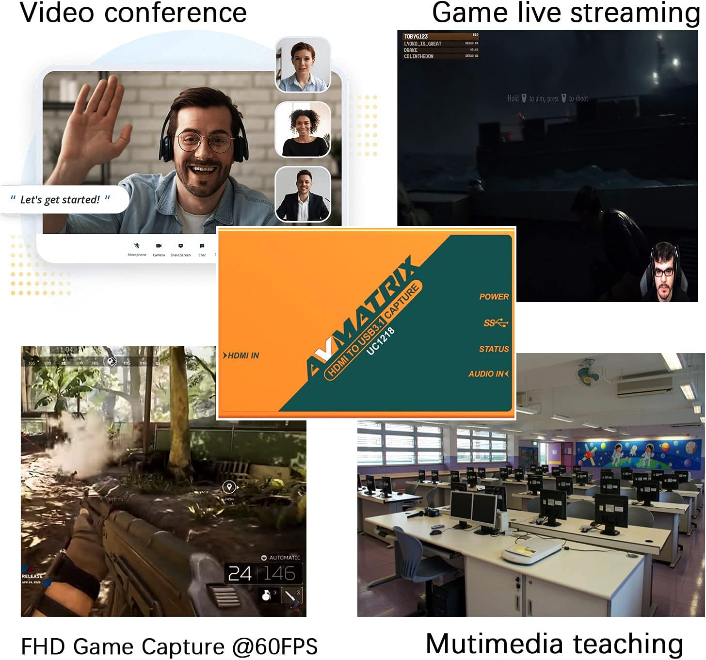 Video Capture Card HDMI to USB 3.0 4K 60fps Live Streaming I596547