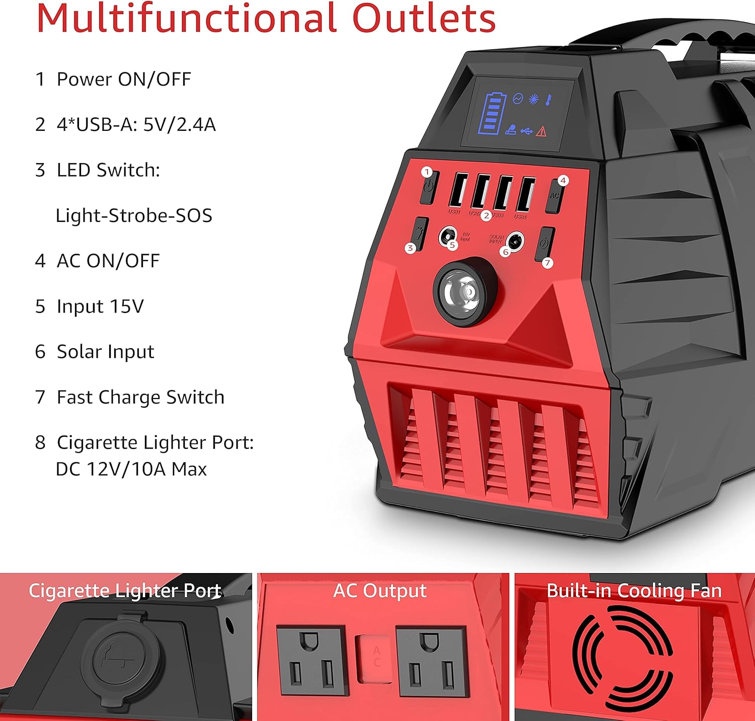 Portable Power Station 296Wh Solar Generator with 110V AC Outlet R51986
