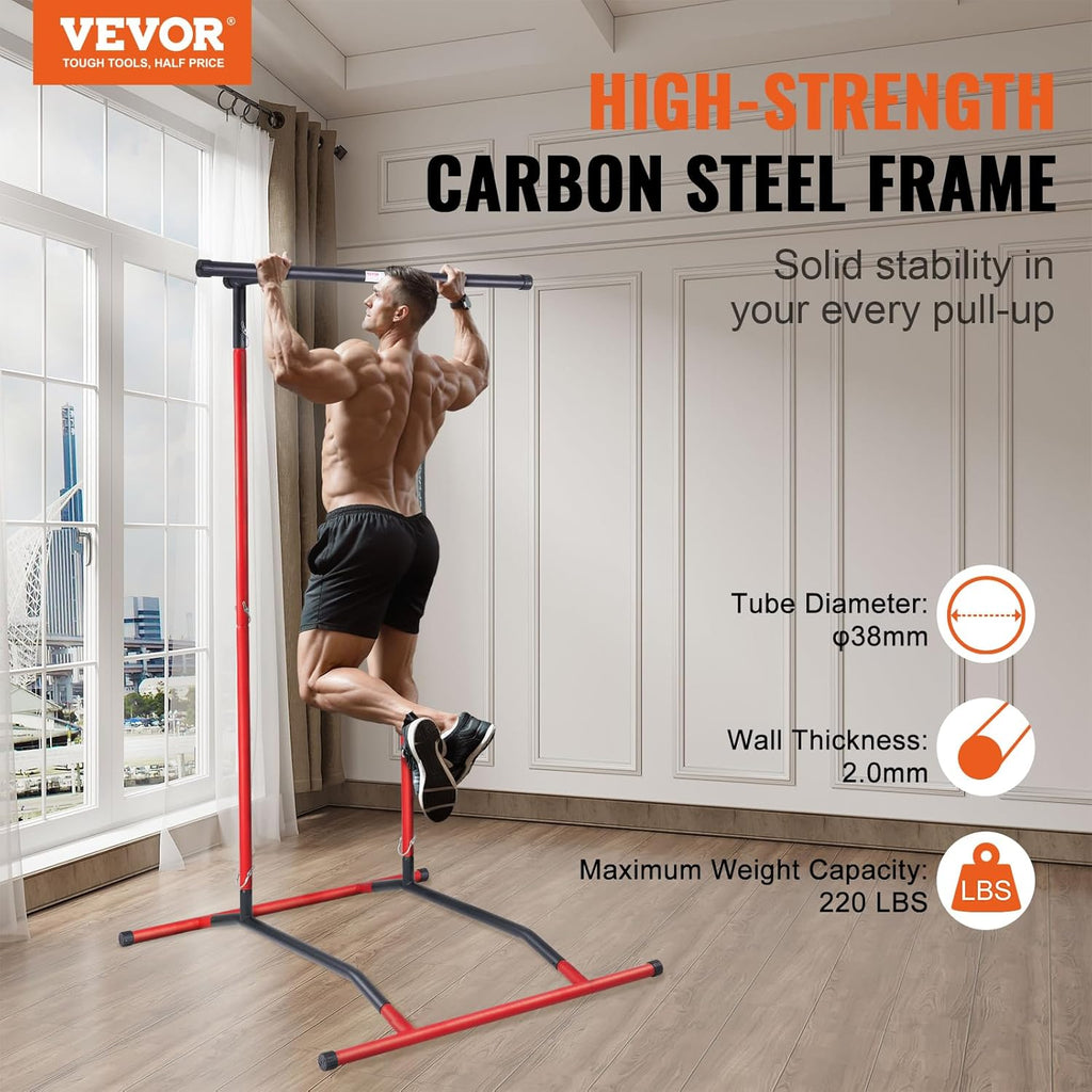 Power Tower Dip Station, 2-Level Adjustable Pull Up Bar Stand, Strength Training Equipment F47967