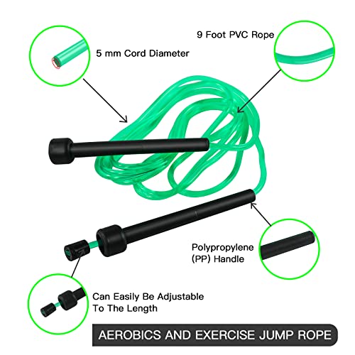 10 Pack PVC Jump Rope for Cardio Fitness, Adjustable Skipping Rope for Women Men Kids, 9 Feet T49911