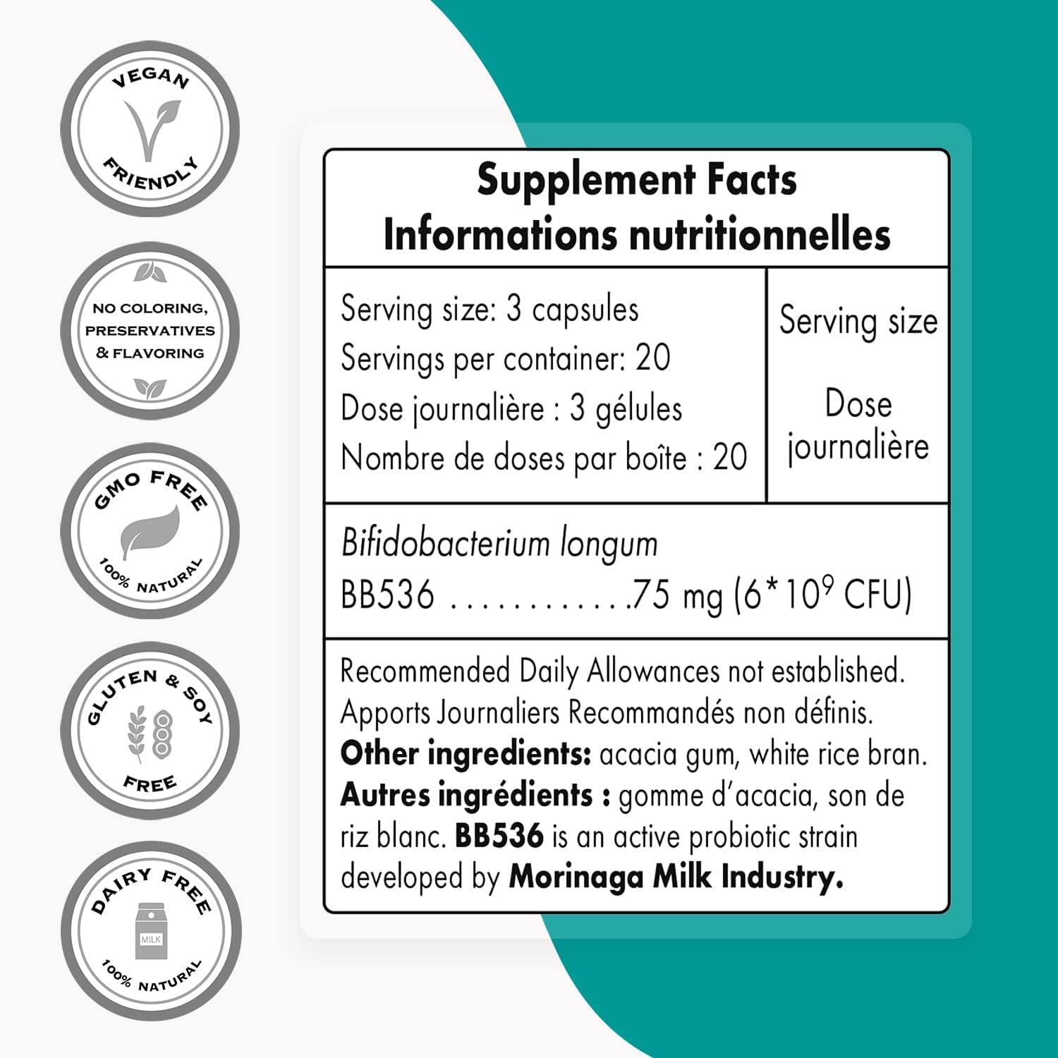 Bifidobacterium Longum Probiotic Supplement, 60 DR Capsules F243