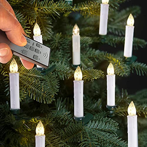 Battery Operated Taper Candle Lights with Remote, Timer, Warm White Flickering A5699
