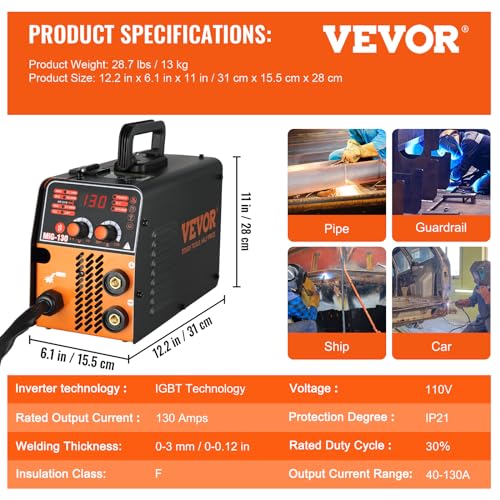 MIG Welder 130A, 3 in 1 MMA/MIG/LIFT TIG Welding Machine P663409