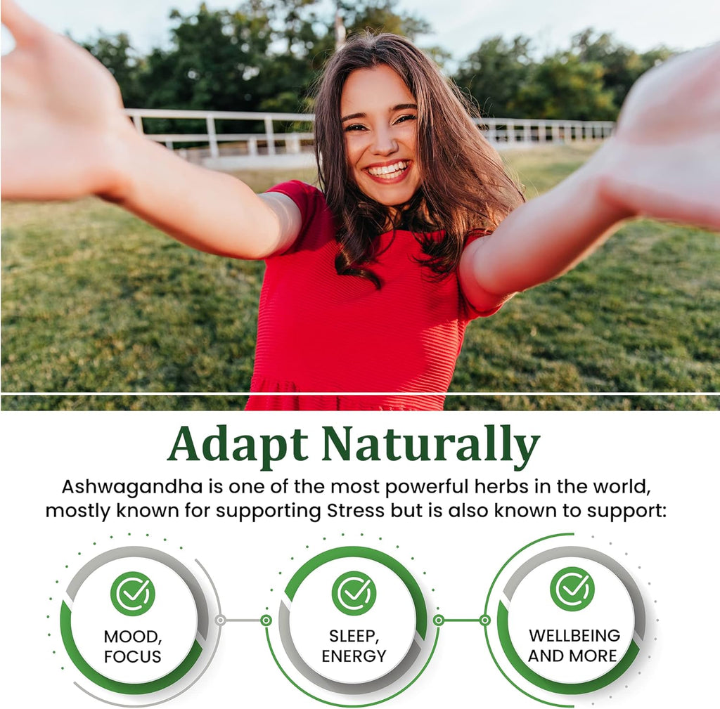 Ashwagandha with Black Pepper Supplement, Non-GMO, Gluten-Free, 60 Vegan Capsules F5710