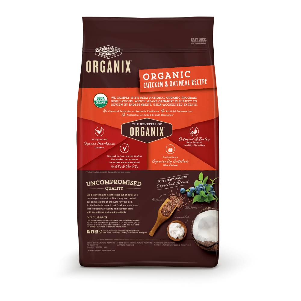 Organic Chicken & Oatmeal Recipe Dry Dog Food, 18 lb P1032
