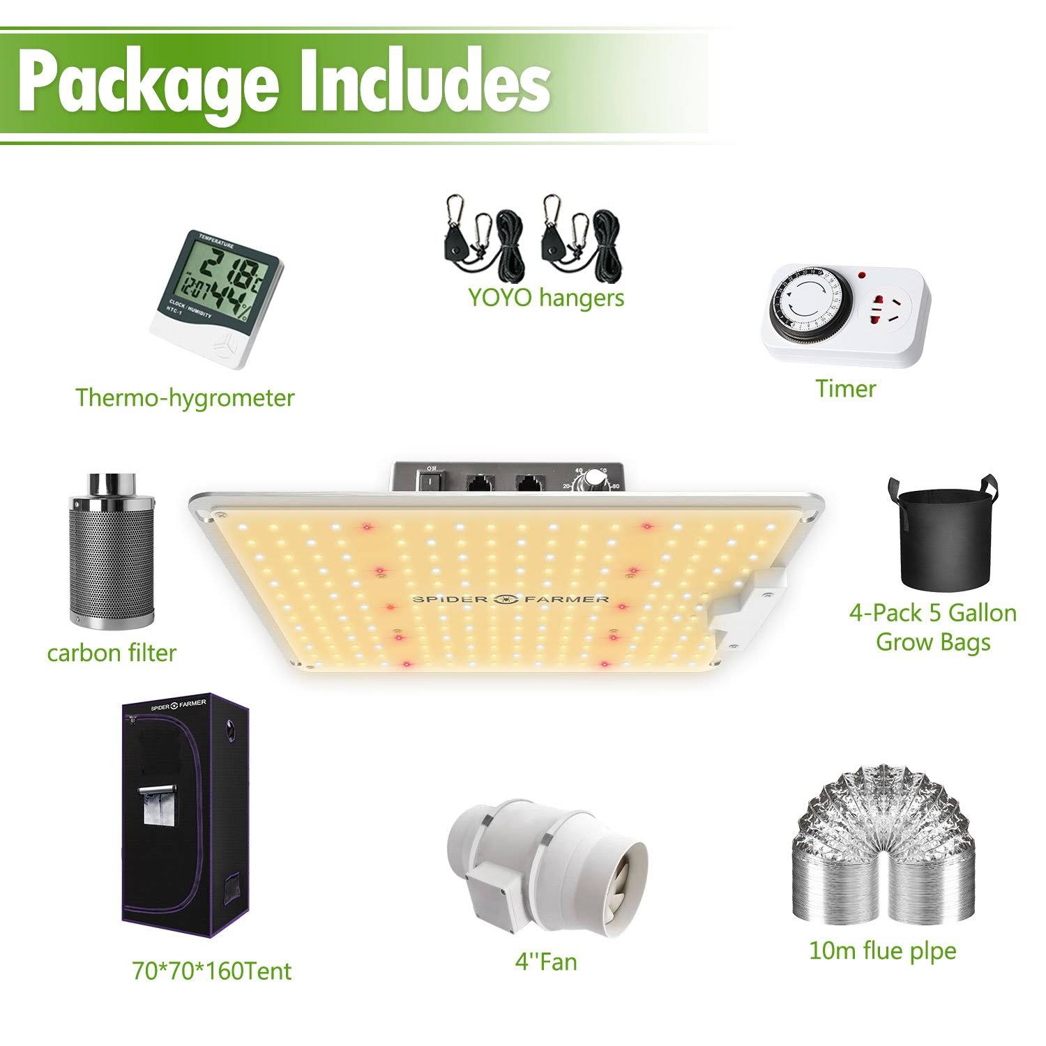 LED Grow Light Full Spectrum with Grow Tent Kit Carbon Filter Indoor Y653370