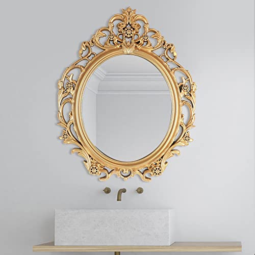 Antique Gold Oval Wall Mirror 20 x 24 for Living Room P449872