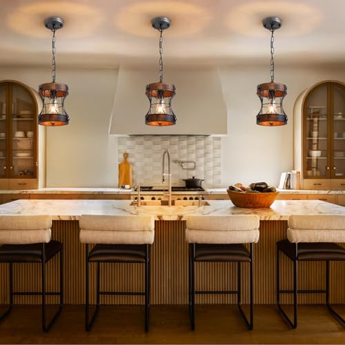 Wood Small Pendant Light for Dining Room and Kitchen Island E90822