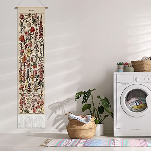 Vintage Botanical Tapestry 52 x 13 Inch Vertical Wall Hanging R795