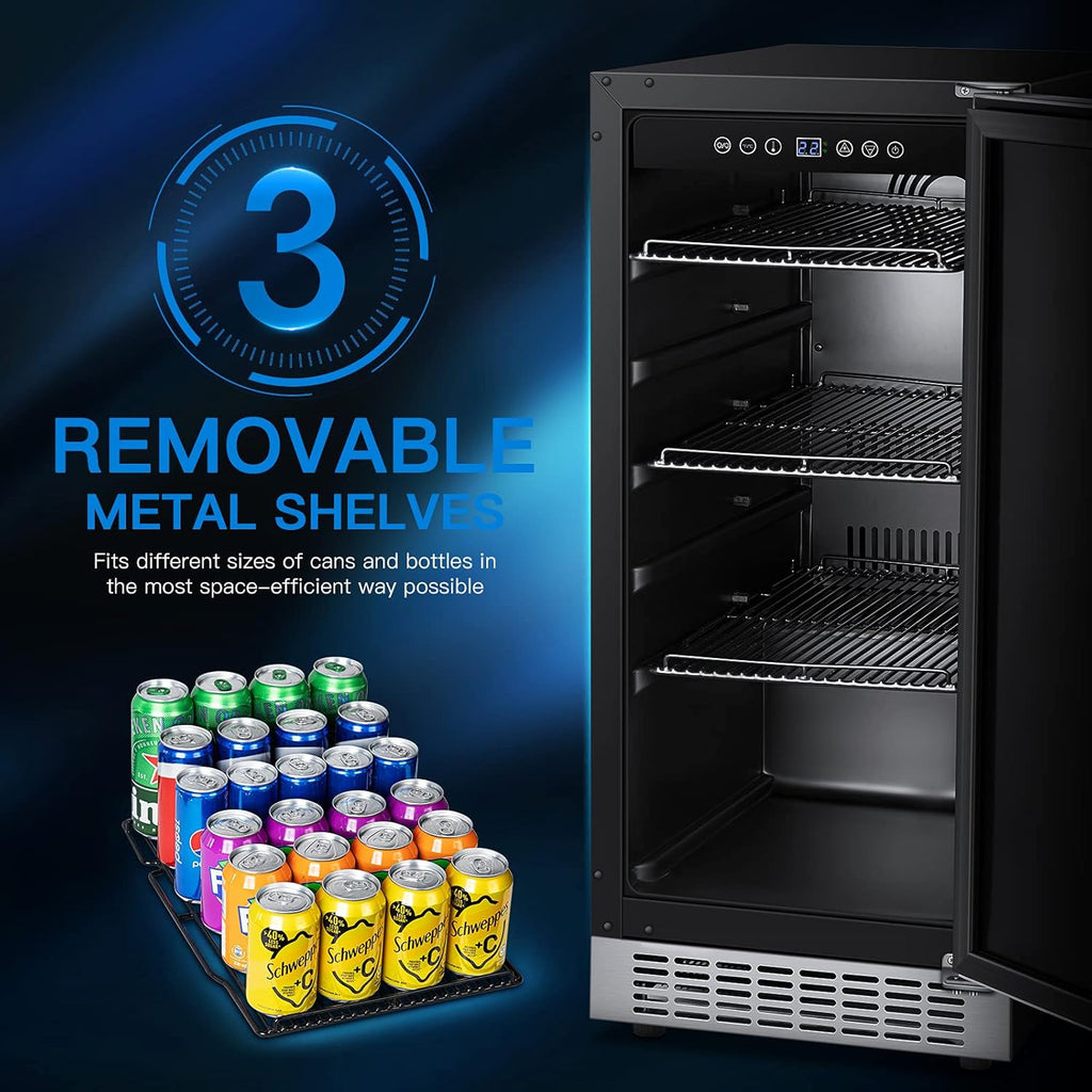 Beverage Cooler 24 Inch, Built-in and Freestanding Refrigerator 180 Cans, Stainless Steel I34420