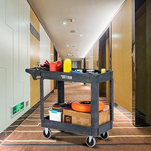 Plastic Service Utility Cart with Wheels, 550lbs Capacity, Heavy Duty 3-Tier Rolling Storage Q152104