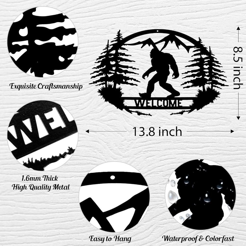 Sasquatch Metal Welcome Sign Wall Decor 14 Inch U148