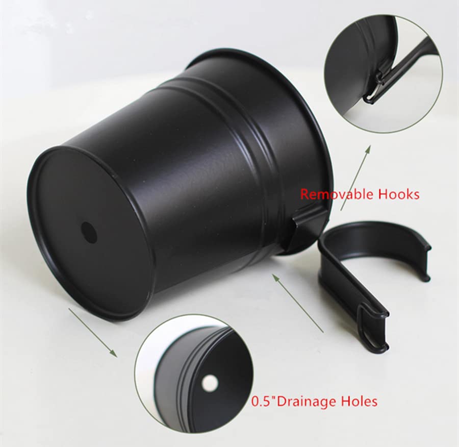 Metal Hanging Plant Pots with Removable Hooks, 5-Pack, Black X159