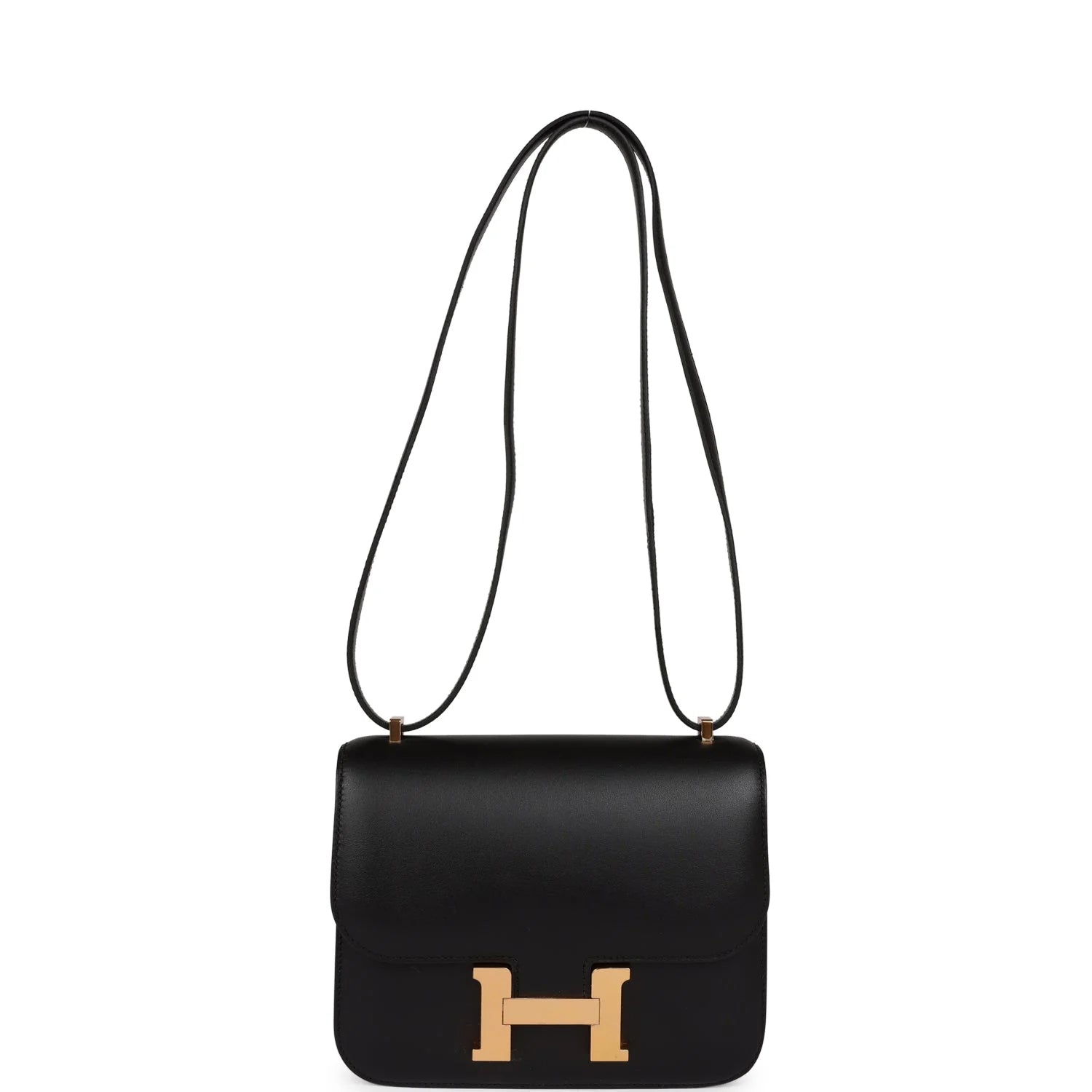 Constance 18 Black Leather Bag with Rose Gold Hardware P908015