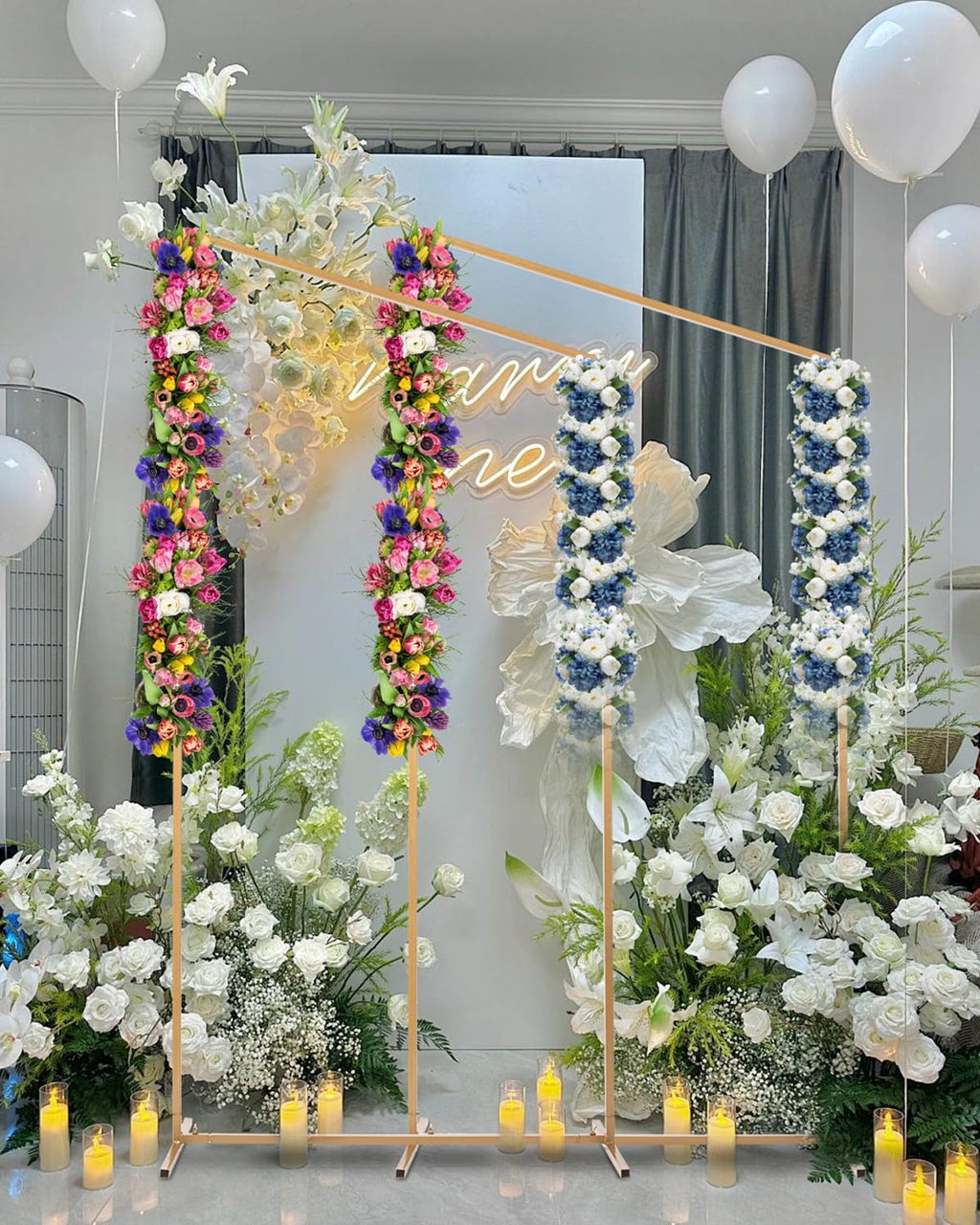 Metal Arch Backdrop Stand, Set of 2, 7 FT, Gold T8872