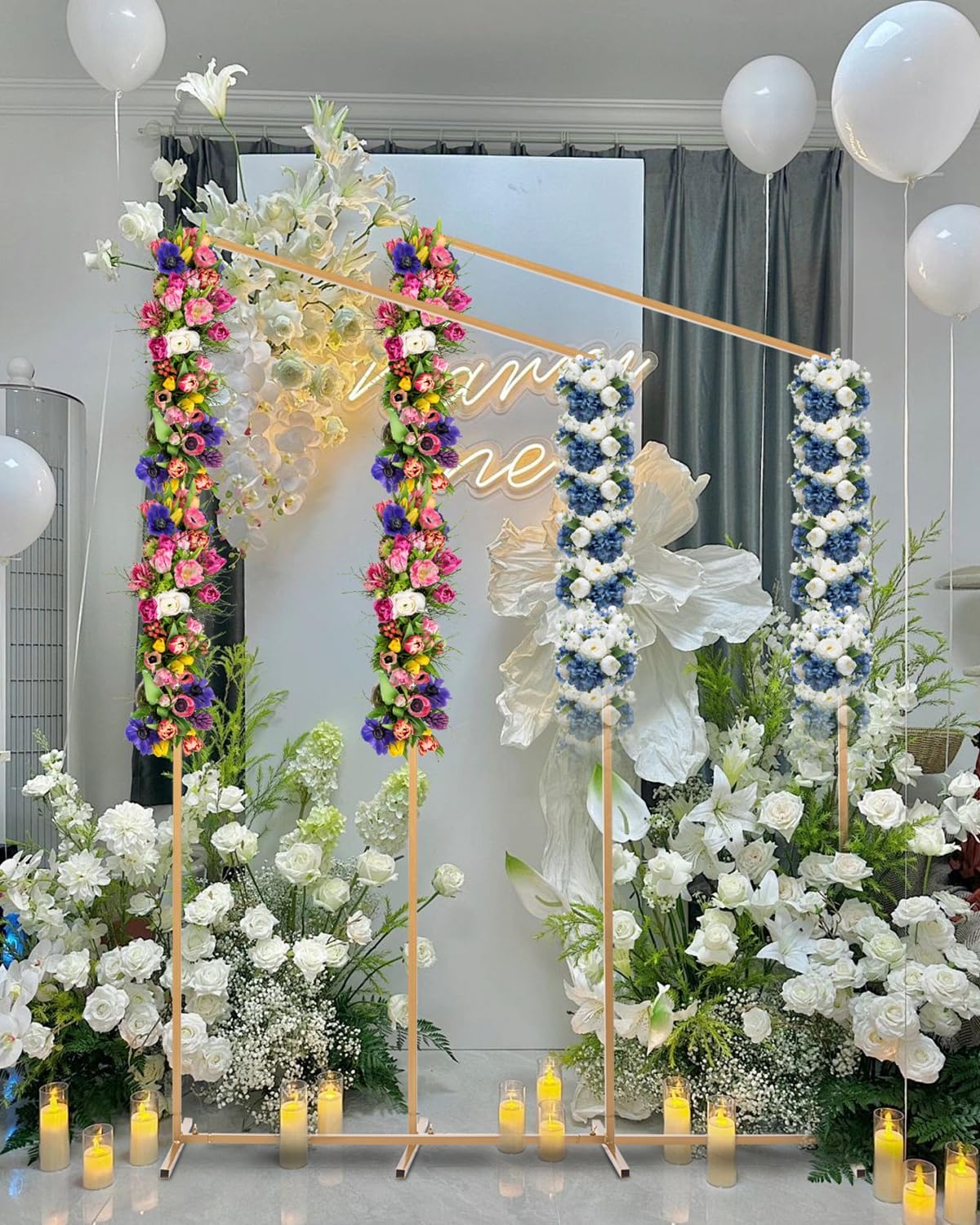 Metal Arch Backdrop Stand, Set of 2, 7 FT, Gold T8872