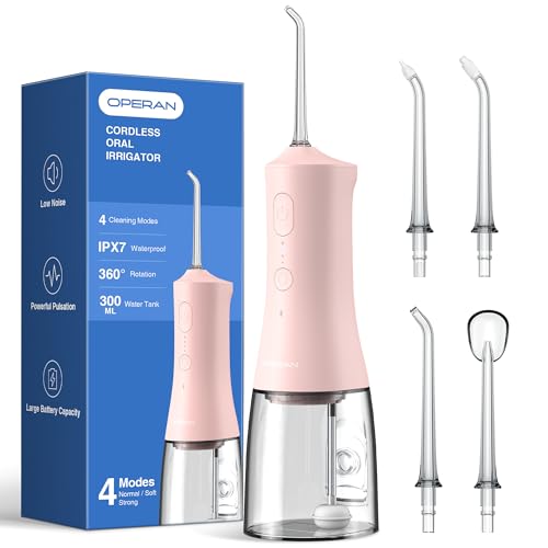 Cordless Water Flosser 300ml Rechargeable Oral Irrigator with 4 Modes and 4 Jet Tips D7941