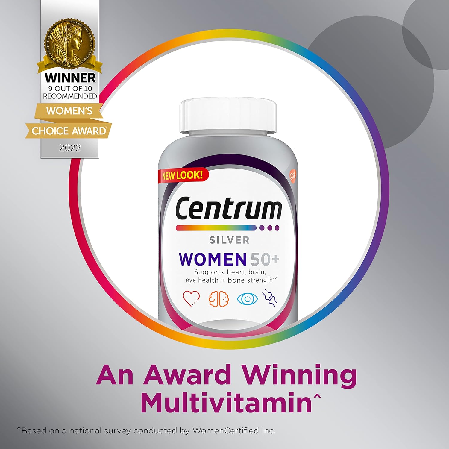 Women's 50 Plus Multivitamin Supplement with Vitamin D3 and B Vitamins, 200 Count V9705