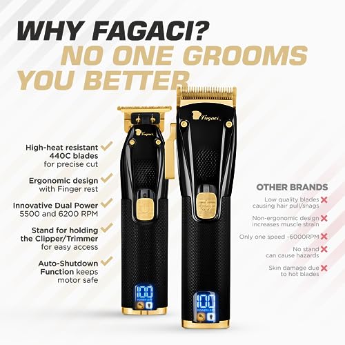 Professional Hair Clippers for Men, Cordless Trimmer Set with Precise Cutting U595966