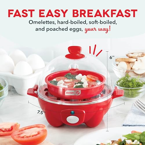 Rapid Egg Cooker for 6 Eggs, Hard Boiled, Poached, Scrambled, or Omelets, Auto Shut Off, Black G6815