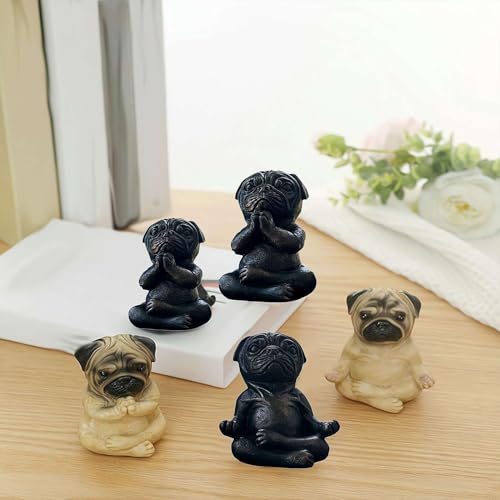 Meditating Pug Statue, Large Garden Ornament for Dog Lovers K405