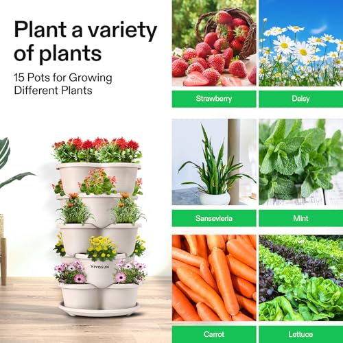 5 Tier Vertical Stackable Planter for Strawberries, Flowers, Herbs, Vegetables O51143