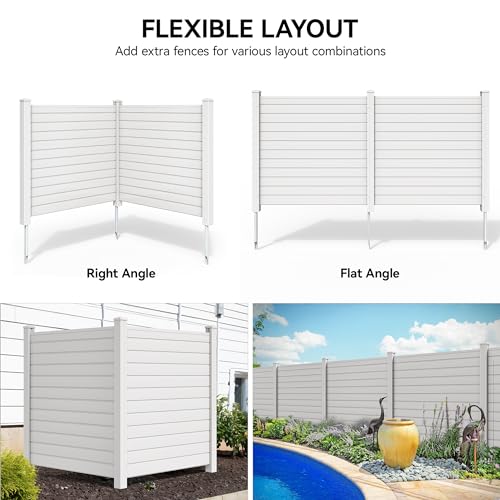 Air Conditioner Fence Privacy Screen with Metal Stakes, 2 Panels W98343