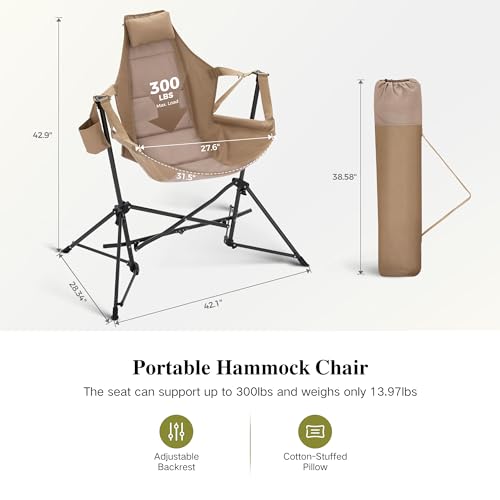 Folding Camping Hammock Chair with Adjustable Back and Cup Holder K815207
