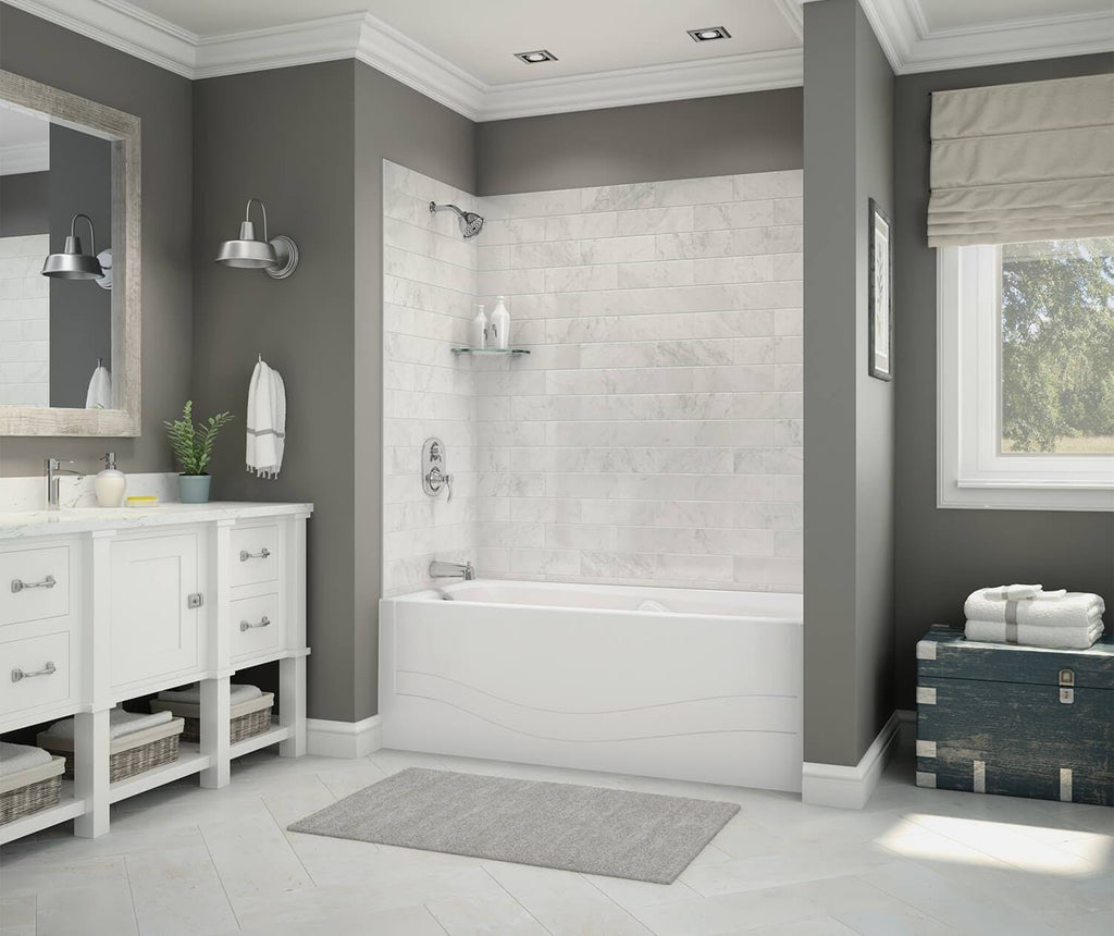 Marble Carrara Fiberglass Bathtub Wall Surround M5714