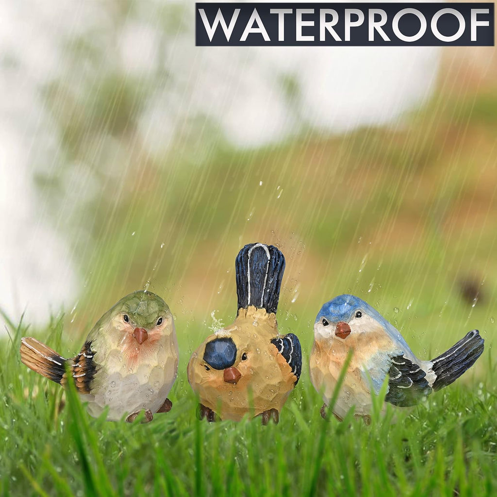 Bird Garden Decor Outdoor Statues Figurines, Set of 3 Resin Lawn Ornaments X28649