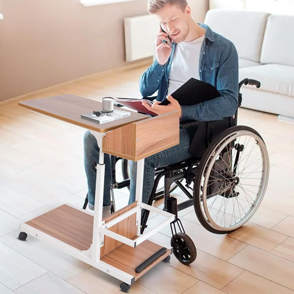 Over Bed Table with Drawer, Adjustable Height and Wheels S9981