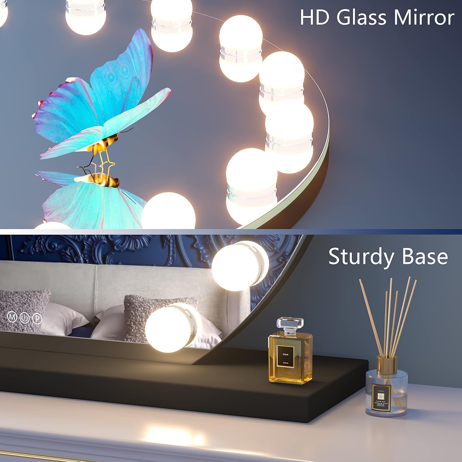 Vanity Mirror with Lights, 32" x 28", 10X Magnification, Touch Dimmable K9792