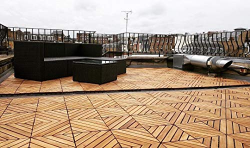 Interlocking Deck Tile 12x12, Pack of 10, Acacia Hardwood, Oiled Finish B9228