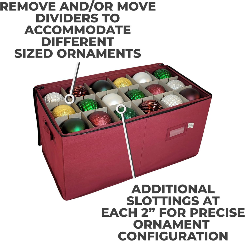 Christmas Ornament Storage Box with Adjustable Dividers, Holds 54 Y10919