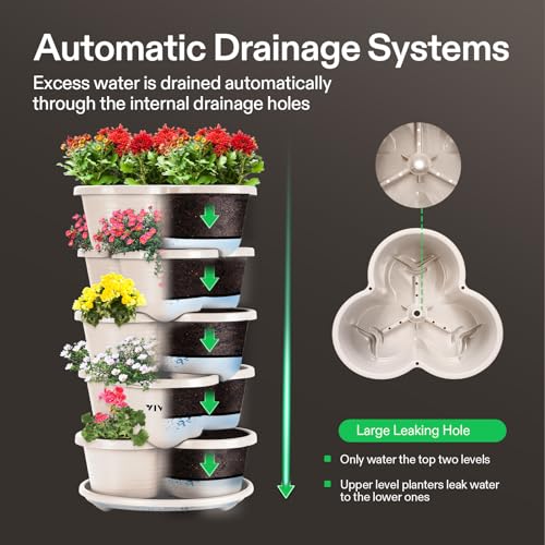5 Tier Vertical Stackable Planter for Strawberries, Flowers, Herbs, Vegetables O51143