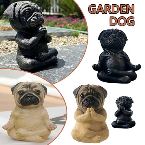 Meditating Pug Statue, Large Garden Ornament for Dog Lovers K405