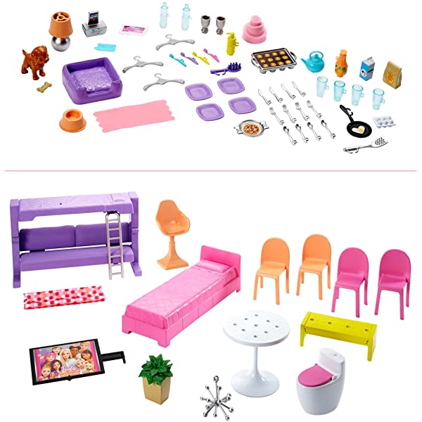 Dollhouse with Elevator, Pool, Slide and 70 Accessories N3872