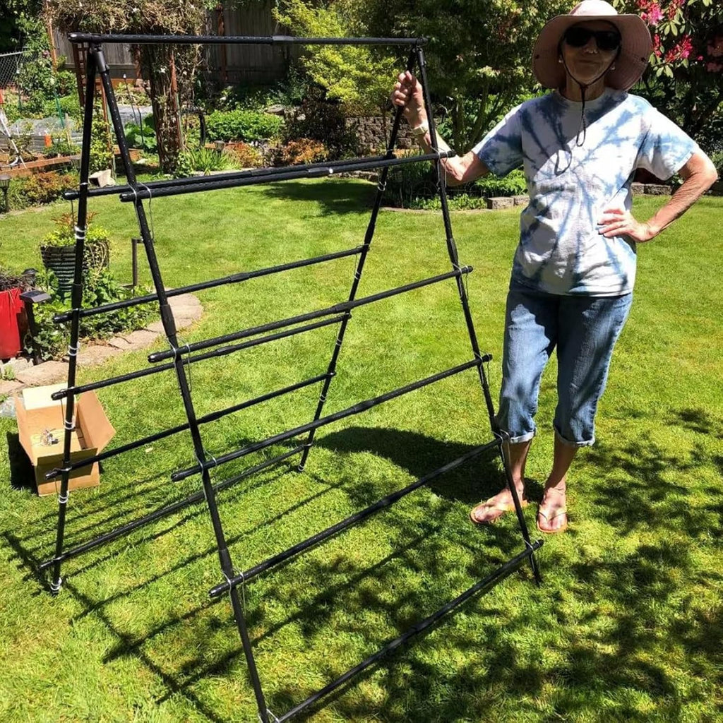 Cucumber Trellis A-Frame for Climbing Plants, Garden Grow Support with Plant Clips D5025
