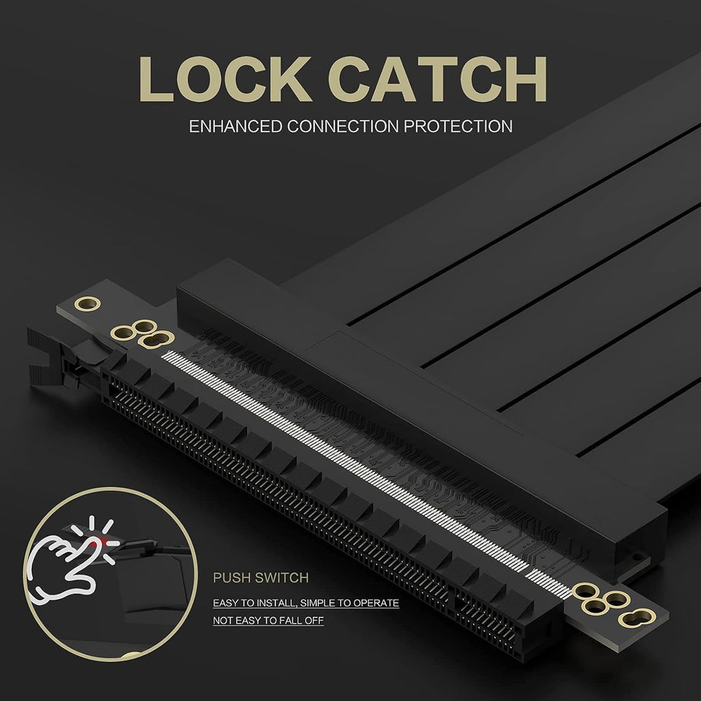 PCIE 4.0 16x Shielded Riser Cable for GPU Extension Card, Right Connector 20cm W3262