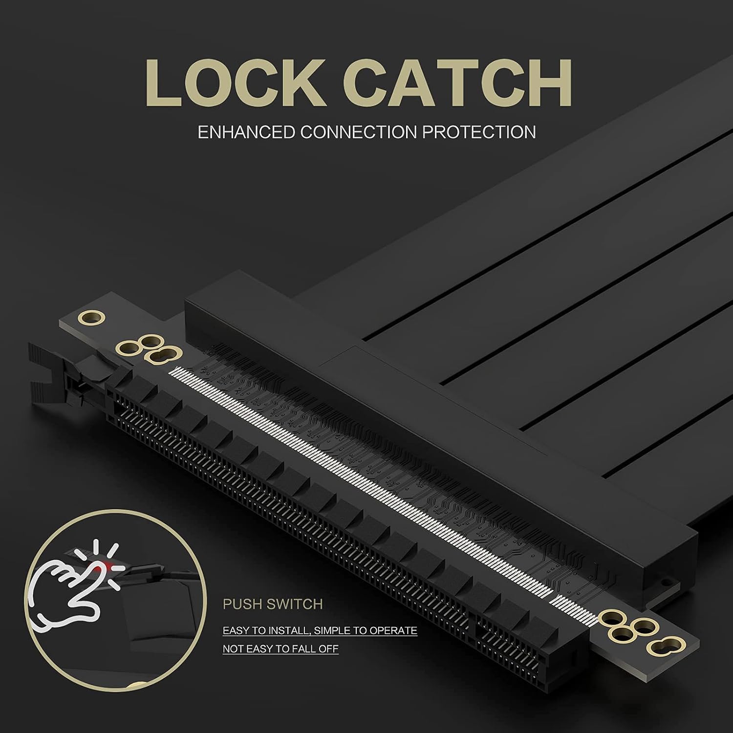 PCIE 4.0 16x Shielded Riser Cable for GPU Extension Card, Right Connector 20cm W3262