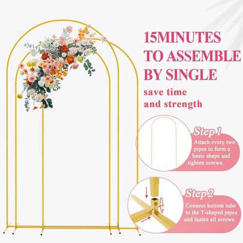 Metal Arch Backdrop Stand Set of 3 Gold Wedding Arch Frame D49787