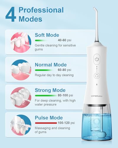 Cordless Water Flosser 300ml Rechargeable Oral Irrigator with 4 Modes and 4 Jet Tips D7941