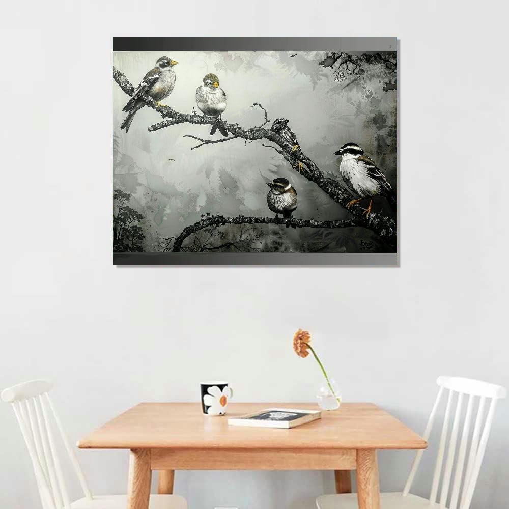 Bird Canvas Wall Art Black and White Tree Prints Painting 20x16 O632825