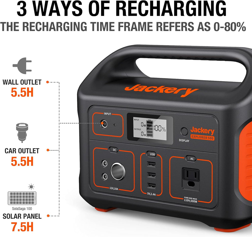 Portable Power Station 518Wh, 500W AC Outlet, Solar Generator for Camping and Road Trip Y472569