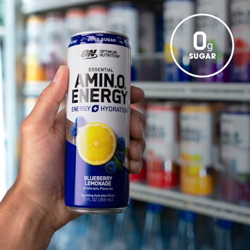 Sparkling Hydration Drink with Electrolytes and Caffeine, Sugar Free, Juicy Strawberry, 12 Pack Y10010