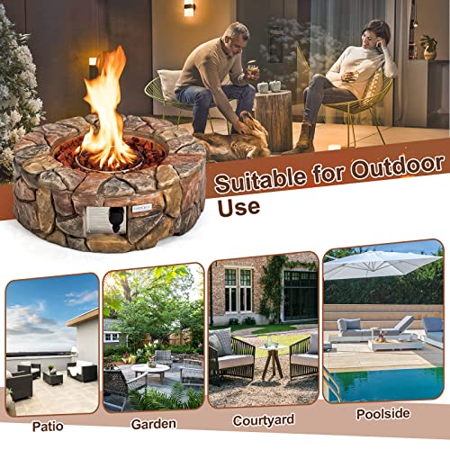28 Inch Round Propane Fire Pit with Lava Rocks and PVC Cover B43400