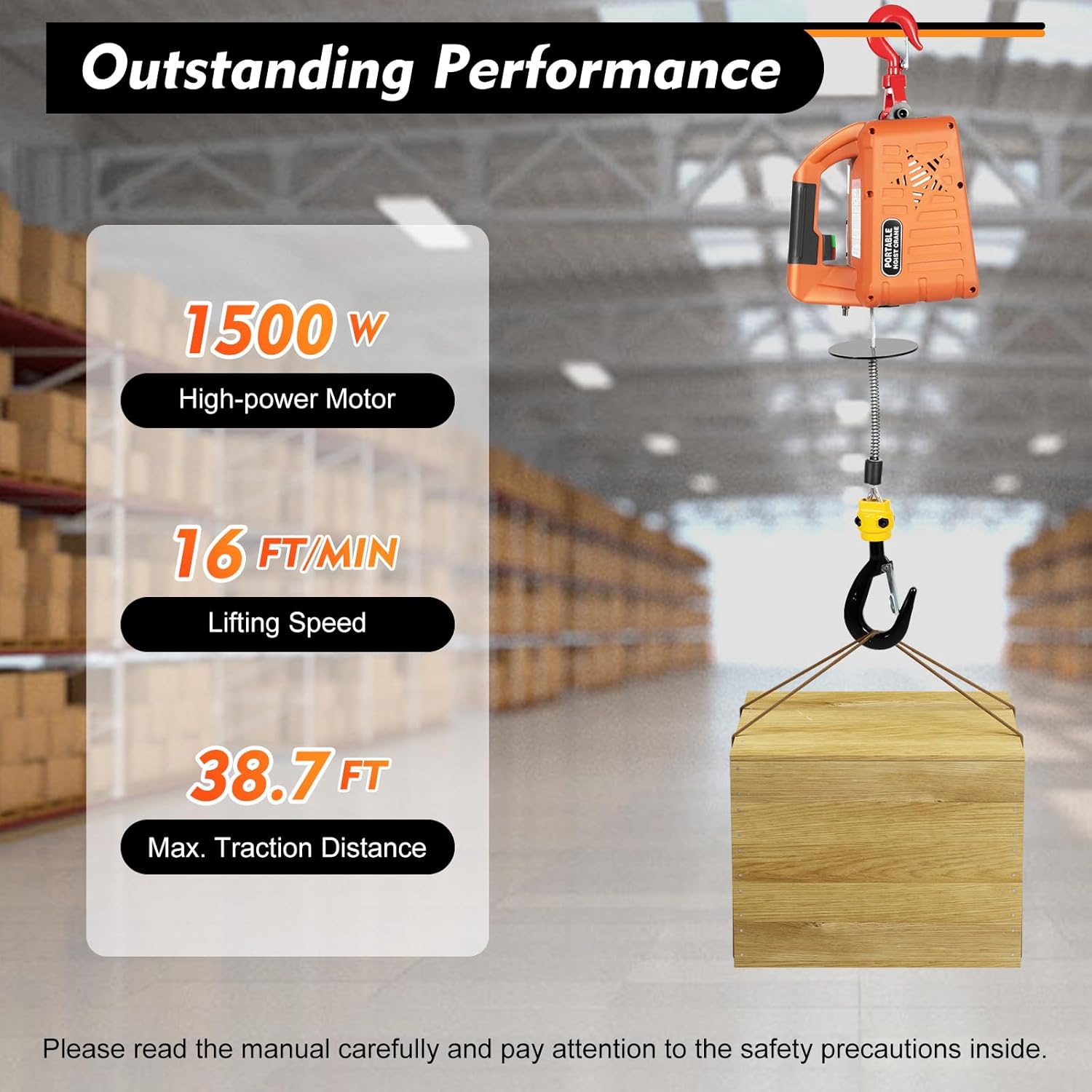 Electric Hoist Winch 660LBS 110V with Remote Control Q89105