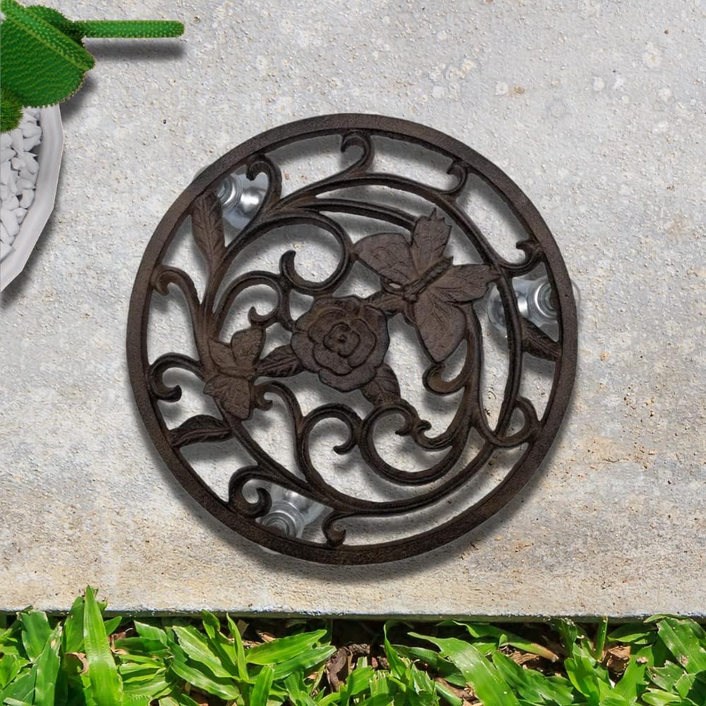 Cast Iron Butterfly Flower Garden Plant Trolley U612