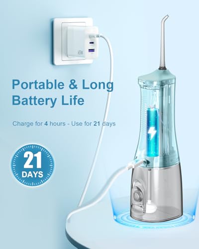 Cordless Water Flosser 300ml Rechargeable Oral Irrigator with 4 Modes and 4 Jet Tips D7941